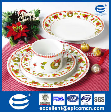 Christmas series luster lofty 16pcs china ceramic dinnerware with tea set