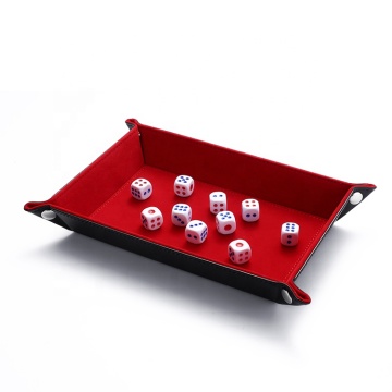 Hot Selling Foldable PU Leather Soft Velvet Rolling Dice Tray for DND RPG Games
