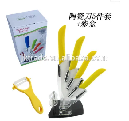 Wholesale modern 5pcs knife set kitchen white blade ceramic knives with ceramic handle