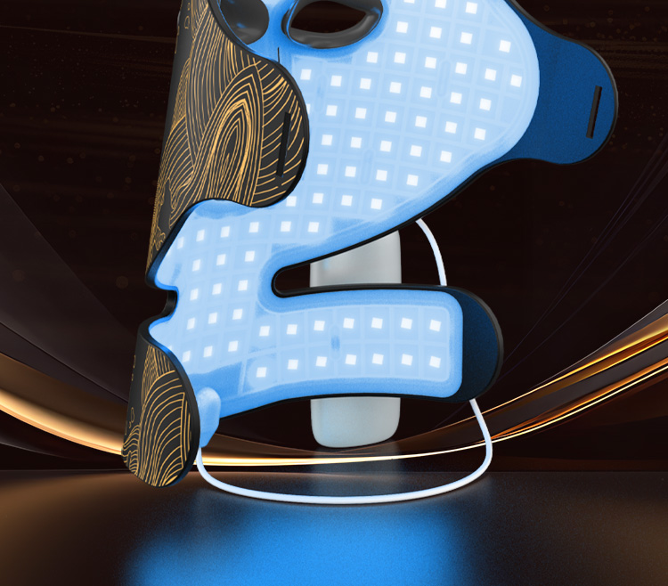 red and blue light mask