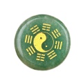 Green Aventurine 25MM Circular Disc Mat Handmade Craved Pattern-Taiji Bagua For Home Decor