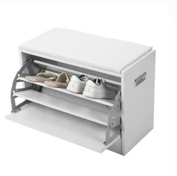 Custom White Rotating Wooden Shoe Rack