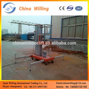 Hydraulic aluminum man lift stable single mast lift with high quality WLA0.1-8