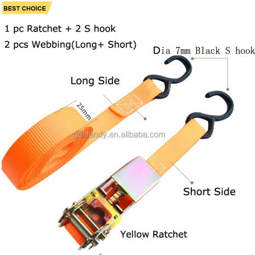 Cargo Lashing Ratchet Tie Down Straps with S-Hook