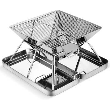Stainless Steel Portable Folding Charcoal BBQ Grill with Carrying Bag for Travel