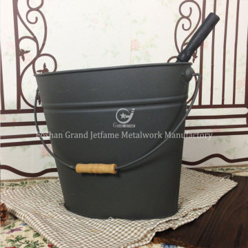 home oval new kind matte black metal fireside bucket