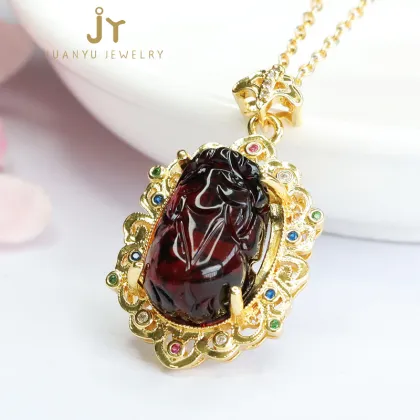 Chinese Luxury Amber Pendants: Zircon, Pixiu Design, and High-Quality Gemstones