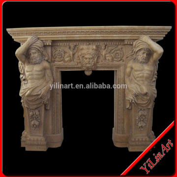 Yellow Color Indoor French Style Marble Stone Indoor Used Fireplace Mantel