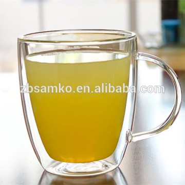 Wholesale borosilicate double wall glass with handle