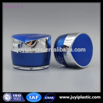 2016 New plastic cosmetic container,acrylic cosmetics cream jars container, luxury 15g 30g 50g blue cosmetic cream jar packagin