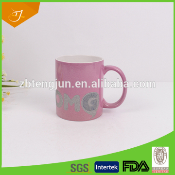 pink ceramic coffee mug with logo,high quality ceramic coffee mug