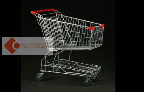 Chromed Metal Steel Wire Shopping Trolley Asian Design 150l