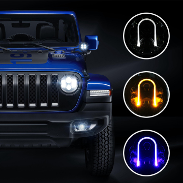 Emark 80W Round Hi Low Led Headlight Eagle Eye Led Light 12V 7 Inch Led Headlight For Jeep Wrangler Accessories