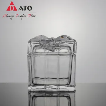 ATO Square Shape Decorative Glass Storage Candy Jar
