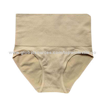 Women's/lady's high stretchy panties,with ribbing on waistband and binding on hem