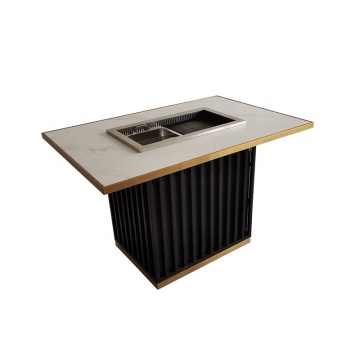 High Quality Wholesale Metal Leg Rectangular BBQ Buffet Tables for Restaurants