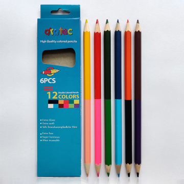 Double Tip Wooden Pencil - 6pcs Multi-Color Pencils in Box for School Kids