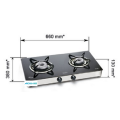 Cooktop de vidro preto temperado para 2 queimadores