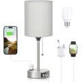 Bedside Table Lamp With USB And Outlet