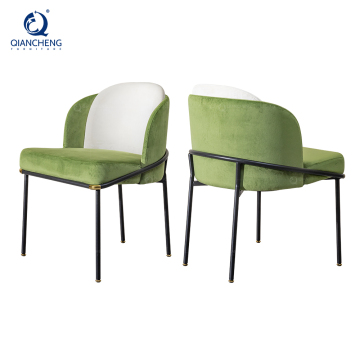 Qiancheng Großhandel Nordic Green Samt Essstühle mit Metallbeinen