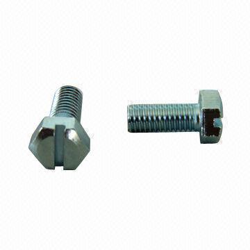 Hex bolts with slot driver, white zinc-plating