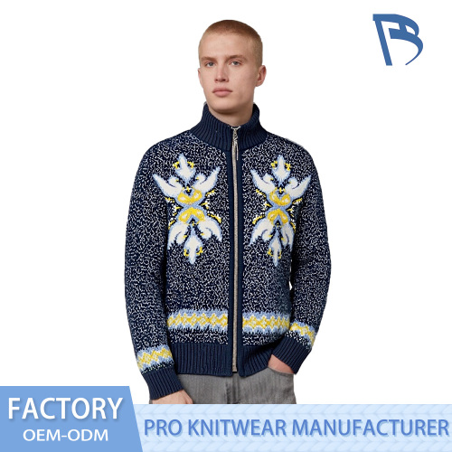 Áo len cổ lọ có khóa kéo màu xanh nước biển