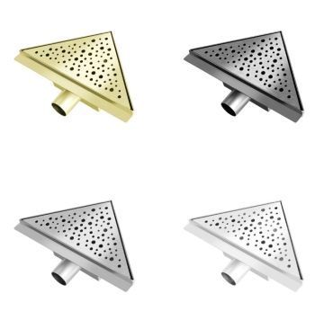 Warna Kustom Tiris Lantai Segitiga Dengan Dot Grate Stainless Steel Steel Side Outlet Shower Drain