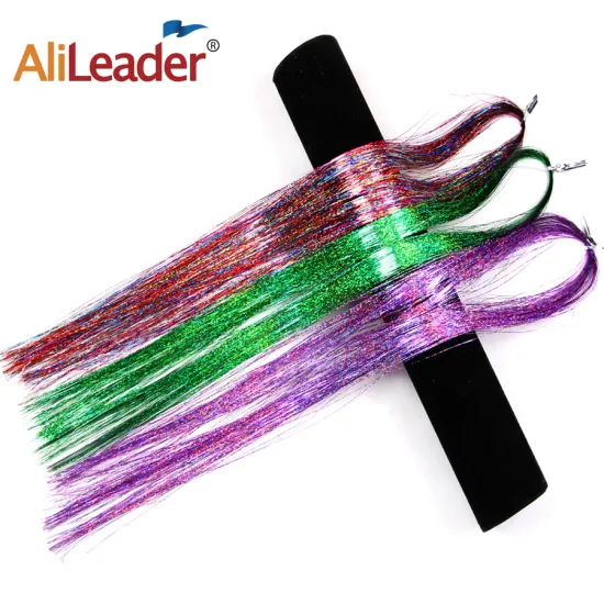 AliLeader Fashion Sexy 7 Colors Hair Tinsel Sparkle Glitter Extensions Highlights False hair Strands Party Accessories