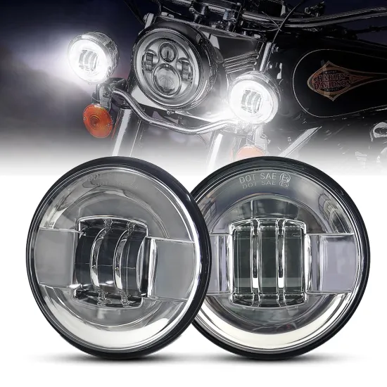 Chrome/Black 12V 30W LED Fog Light for Motorcycle - 4.5 Inch Auxiliary Lighting