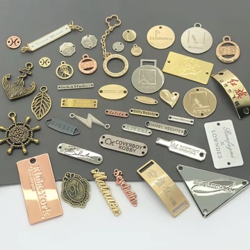 Custom Laser Cut Metal Branding Packaging Boxes and Clothing Labels for Handbags and Shirts