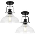 Semi Flush Mount Glass Shade Ceiling Lamp