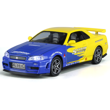 1/32 Scale GT-R R34 Diecast Toy Car with Sound and Light Features