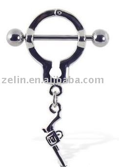 Cool 316L nipple shield with mini gun body piercing jewelry