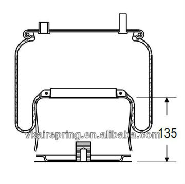 DAF 0297721 836MK7 Rubber air shock absorber/ DAF air ride suspension system air spring steel parts steel piston
