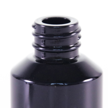 Botella de loción de vidrio negro de hombro inclinado con bomba