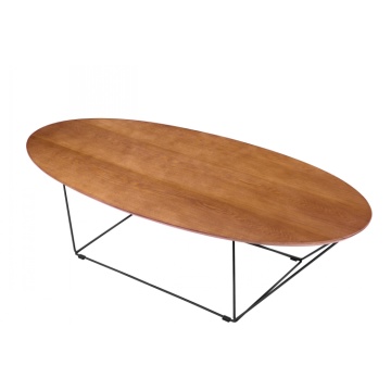 Modern Restaurant Round Wood MDF CoffeeTable Metal Leg