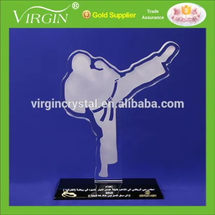 Wholesale cheap new design Clear crystal Taekwondo sports trophy