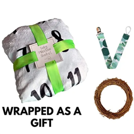 Baby Monthly Milestone Blanket Includes Wooden Wreath Premium Extra Soft Fleece Best Photography Backdrop blanket