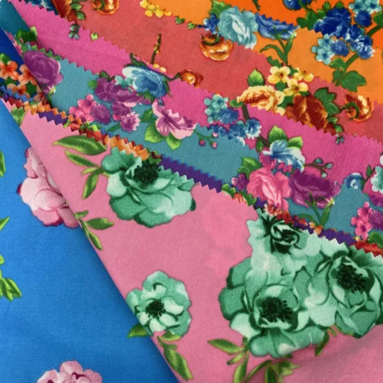 100% Polyester Floral Printed Wool Peach Cloth