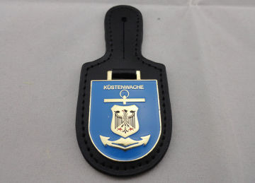 Fashion Customized Hustenwache Pu Leather Pocket Badge For Promotional Gift