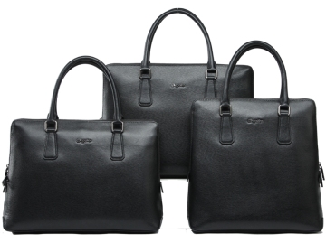 Men's Black Durable Leather Laptop Bag Briefcase (26113-745)