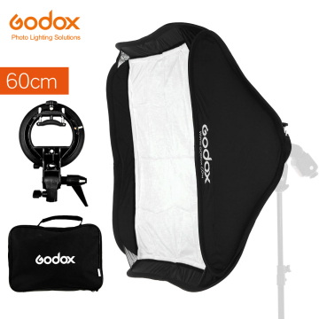 Kit softbox pieghevole godox 60x60cm con staffa di tipo S per lampeggiatura della fotocamera