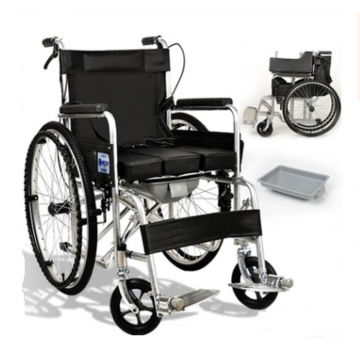folding manual commode wheelchair for elderly people