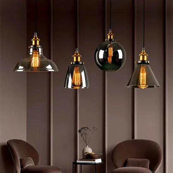 Vintage Farmhouse Pendant Light: Retro Amber Glass Industrial Chandelier for Restaurants, Home Bars, and Residential Interiors