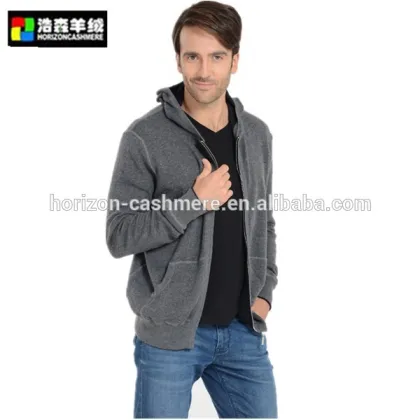 Fashion Men Grey Coat Sweater, Grey Cashmere Hoodie Coat