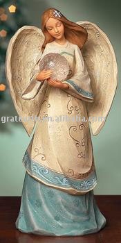 sell RESIN christmas angel / angel craft WITH SNOWBALL