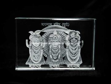Religious Souvenir Gift Crystal Engraved with Jagannath Ji Image for Hinduism