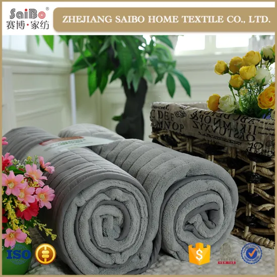 Plain gray coral piping edge blanket