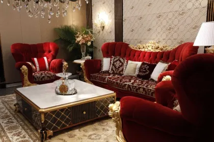 Luxury European Style Italian Wooden Classic Fabric Sofa