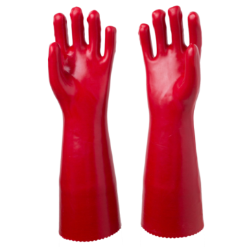 Rote 45cm PVC-beschichtete Handschuhe